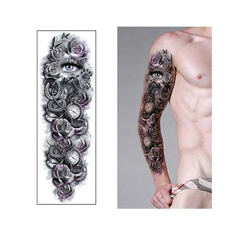 Factory Custom Large Arm Sleeve Temporary Tattoo Sticker Waterproof Full Arm Tattoos For Men Women