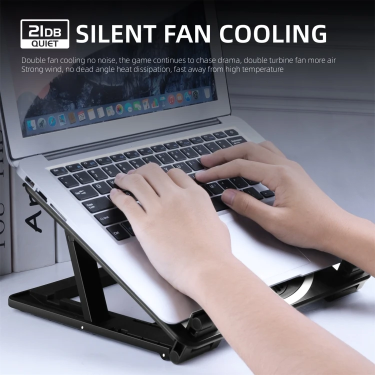 2022 Fast Shipping HAWEEL Gaming RGB Laptop Cooling Pad Tablet Desk Stand Cooler for iPad