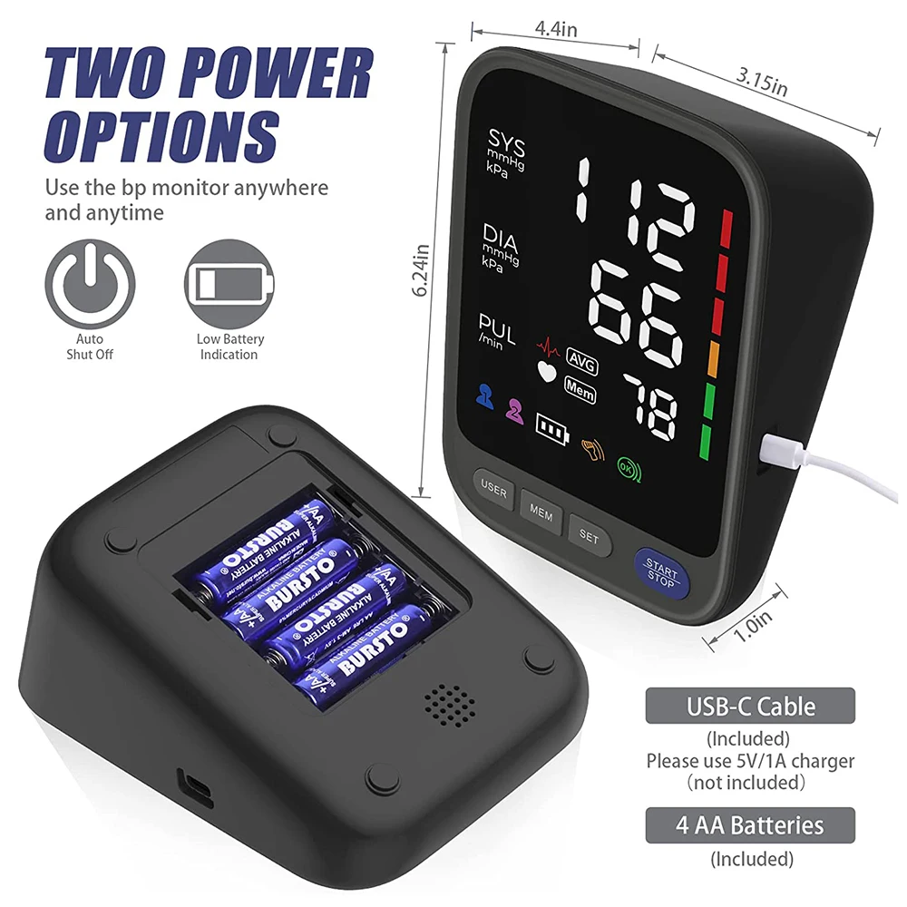 Customization Wholesales Factory Big LED Screen Digital Arm Blood Pressure Monitor Digital Medical BPM For health care