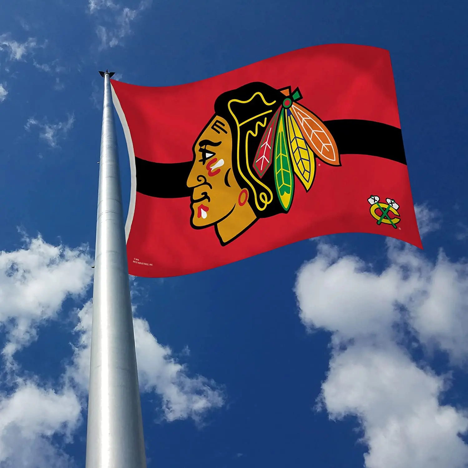 Рекламный продукт NHL, лидер продаж, флаги Chicago Blackhawks 3x5 футов, 100% полиэстер, хоккейные флаги на заказ, флаги Chicago Blackhawks