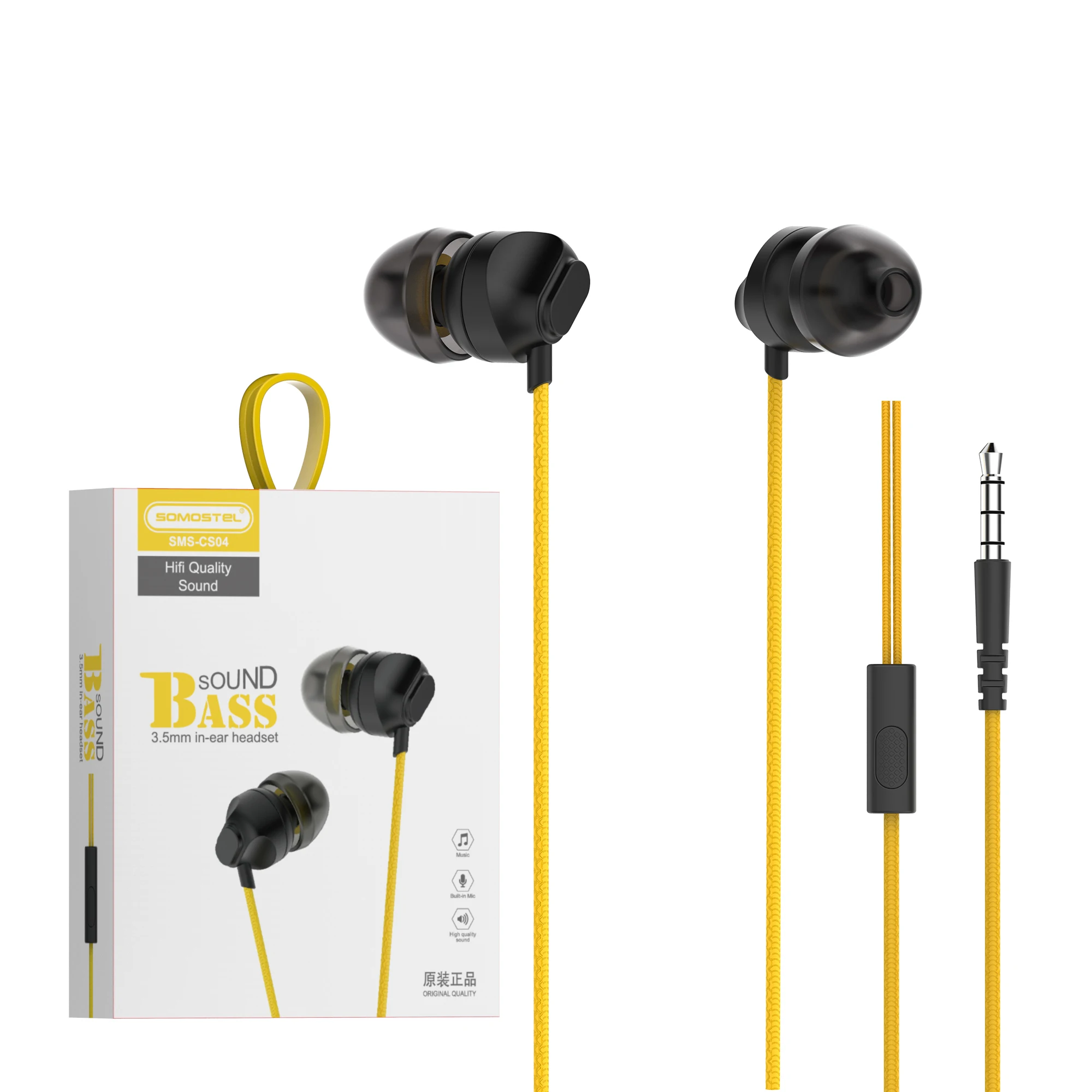 Somostel Top selling products SMS-CS04 wholesale Earphone Headphones Wired Audifonos 3.5mm Bass Sound For Mobilephone 3.5mm jack