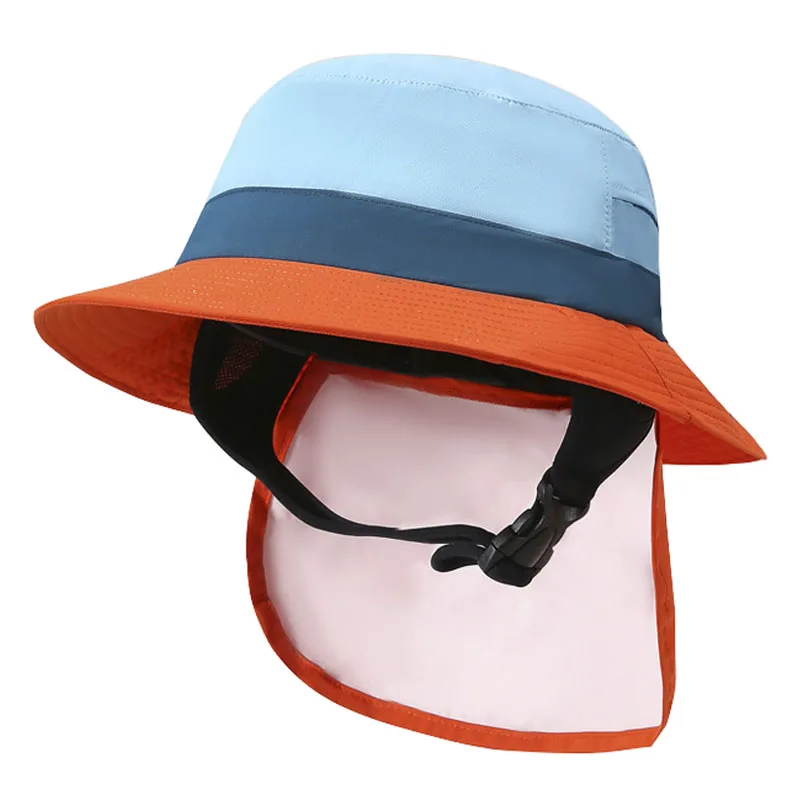 Stock Surf Cap Fast Drying Black for Men and Women Surfing Bucket Hats with Securing Chin Strap