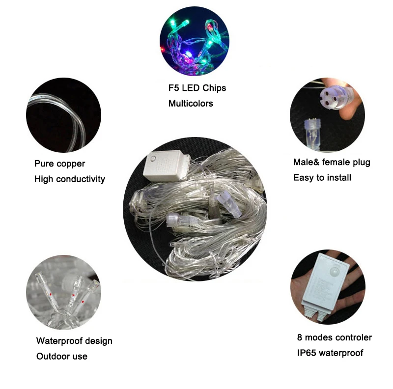 2x2M 3x2M 6x4M 8x10M LED Net Mesh Fairy String Light Garland Window Curtain Christmas Fairy Light Wedding Party Holiday Light