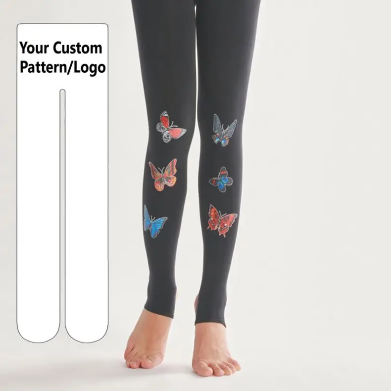 Hand-painted butterfly pattern with velvet feet stockings warm nylon cotton free videos black pantyhose