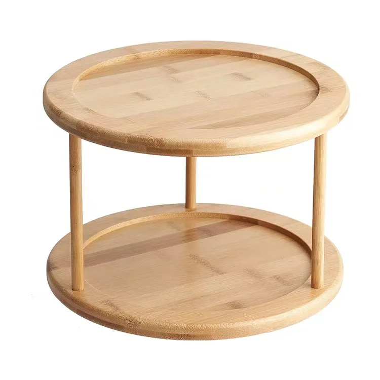 Lazy Susan Single and 2 Tier 360 Degree Rotating Turntable Cabinet Organizer kitchen holders  bamboo spice jar  rack