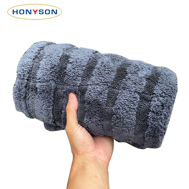 black color 60x90 1400gsm 1200gsm 50 cm big twisted loop car wash drying cleaning microfiber towels 5ft for monster car