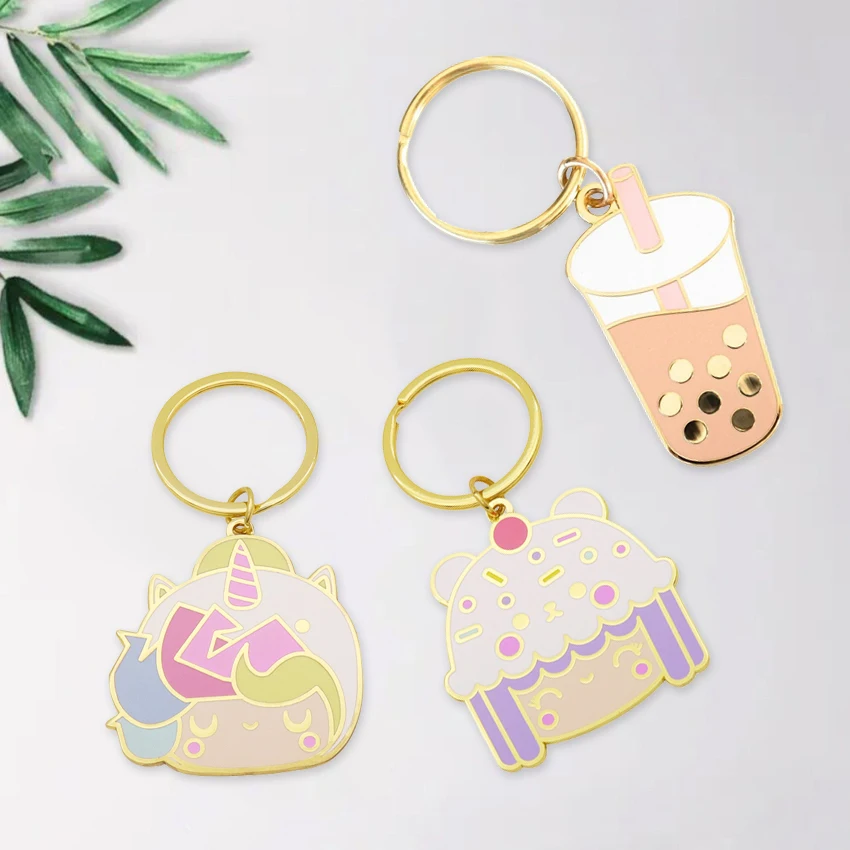 No Minimum Design Metal Key chain Wholesale Bulk Custom Logo Hard Enamel Keychain Die Casting Drink Funny Cartoon Key Chains