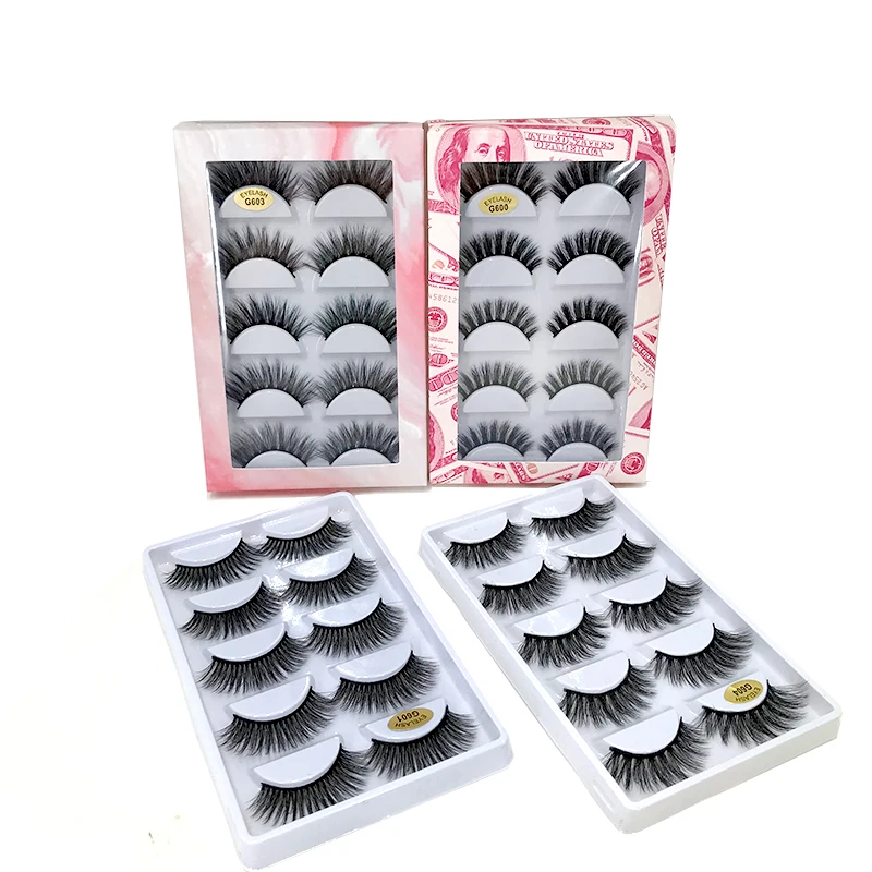 Wholesale Natural 3D False Eyelashes with Glitter Lashes Brushes Tweezers Custom Logo Marble Money 5 Pairs Eyelash Box