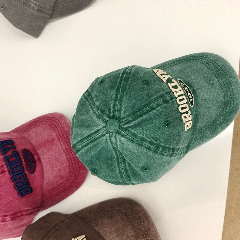 New Hotsales style Vintage burlap frayed Hardtop Simple Embroidery solid color round embroidered ripped adjustable  baseball cap