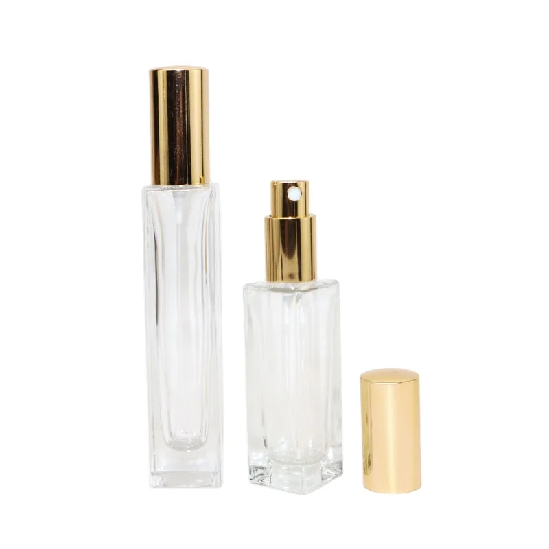 High Quality 10 ML Square transparent Glass Spray Perfume Bottle 1/3 OZ With Refill Pump