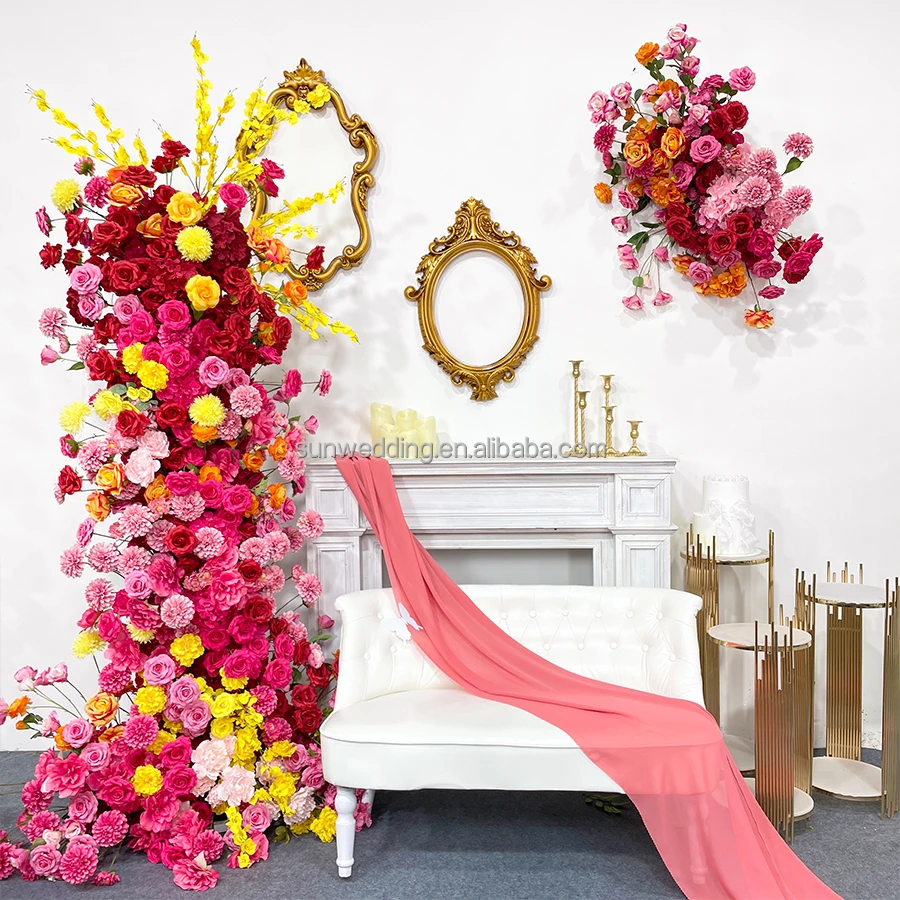 Sunwedding Artificial Pink Rose Flower Arch Wedding Arch Decorated Flower Arch For Wedding Decorations
