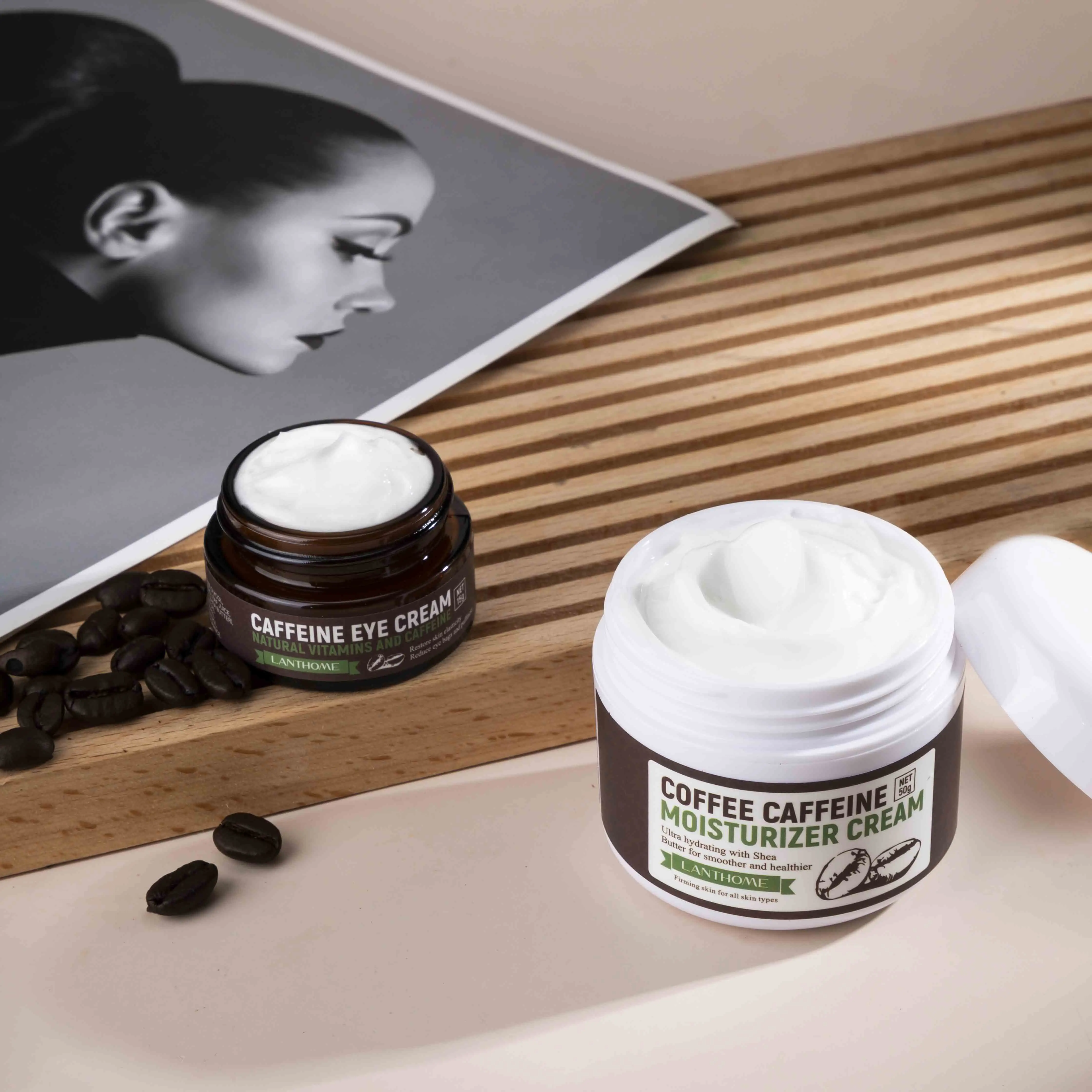 Pure natural reduce eye bags and puffiness repair tighten loose eye skin restore skin elasticity caffeine eye cream