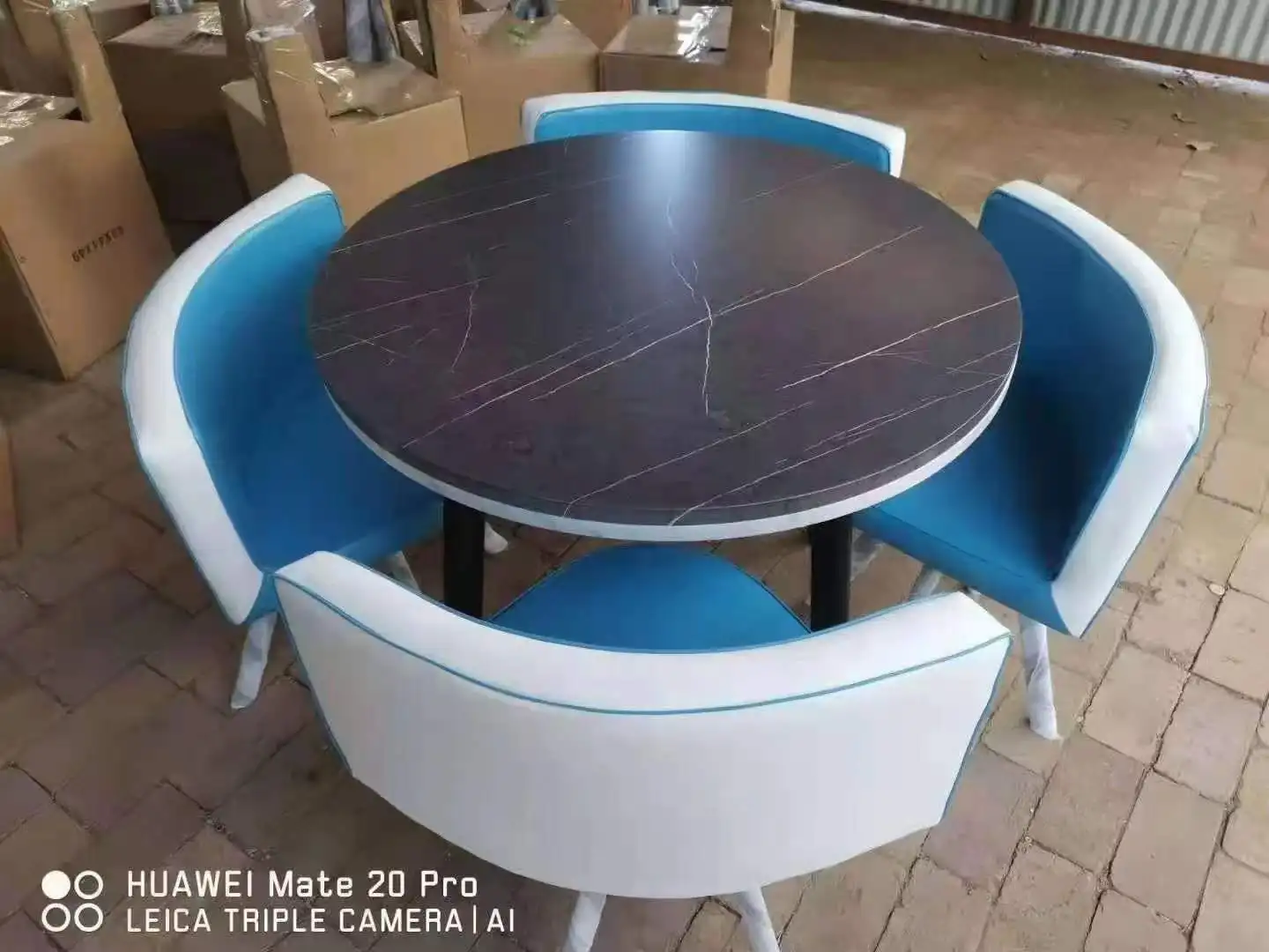 Modern cheap leather fabric metal dining table and chairs set 4 chairs for dining room sets 4 chairs