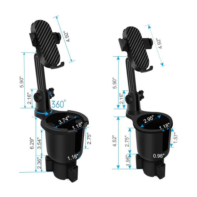 Black 360 Degree Adjustable Multifunctional Cup Drink Holder Adapter Expander Vehicle Mounted Cup Holder Extender Coffee Drink