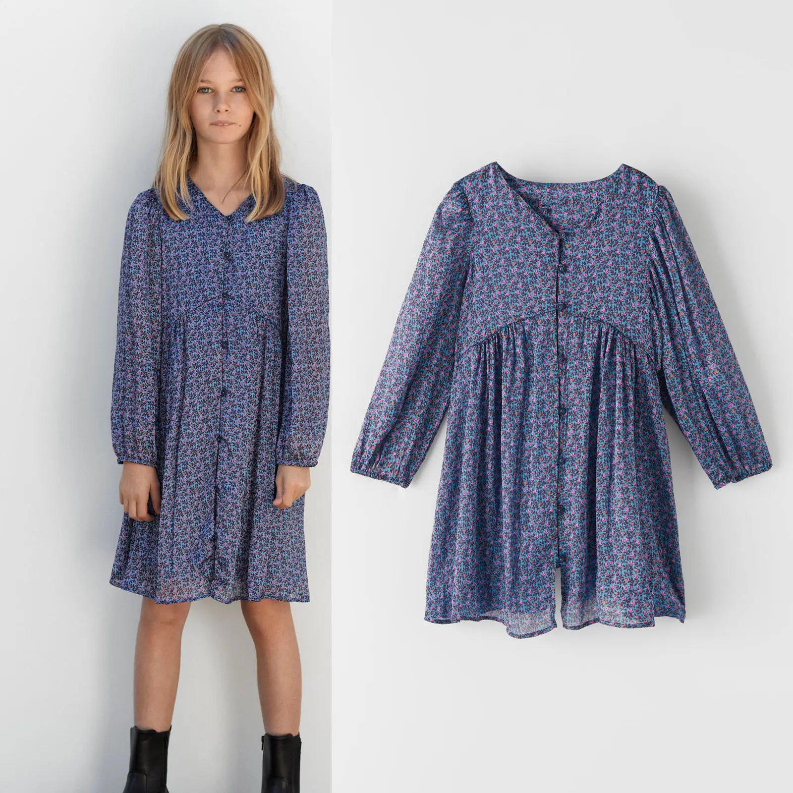 Girls Clothes Summer Fashion Designer Floral Flower Kids Clothing Floral Print Dress Girl Princess