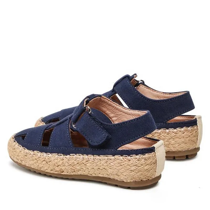 kids fisherman shoes  new fashion flat-soled elastic straw knitted fisherman sandal kids sandals
