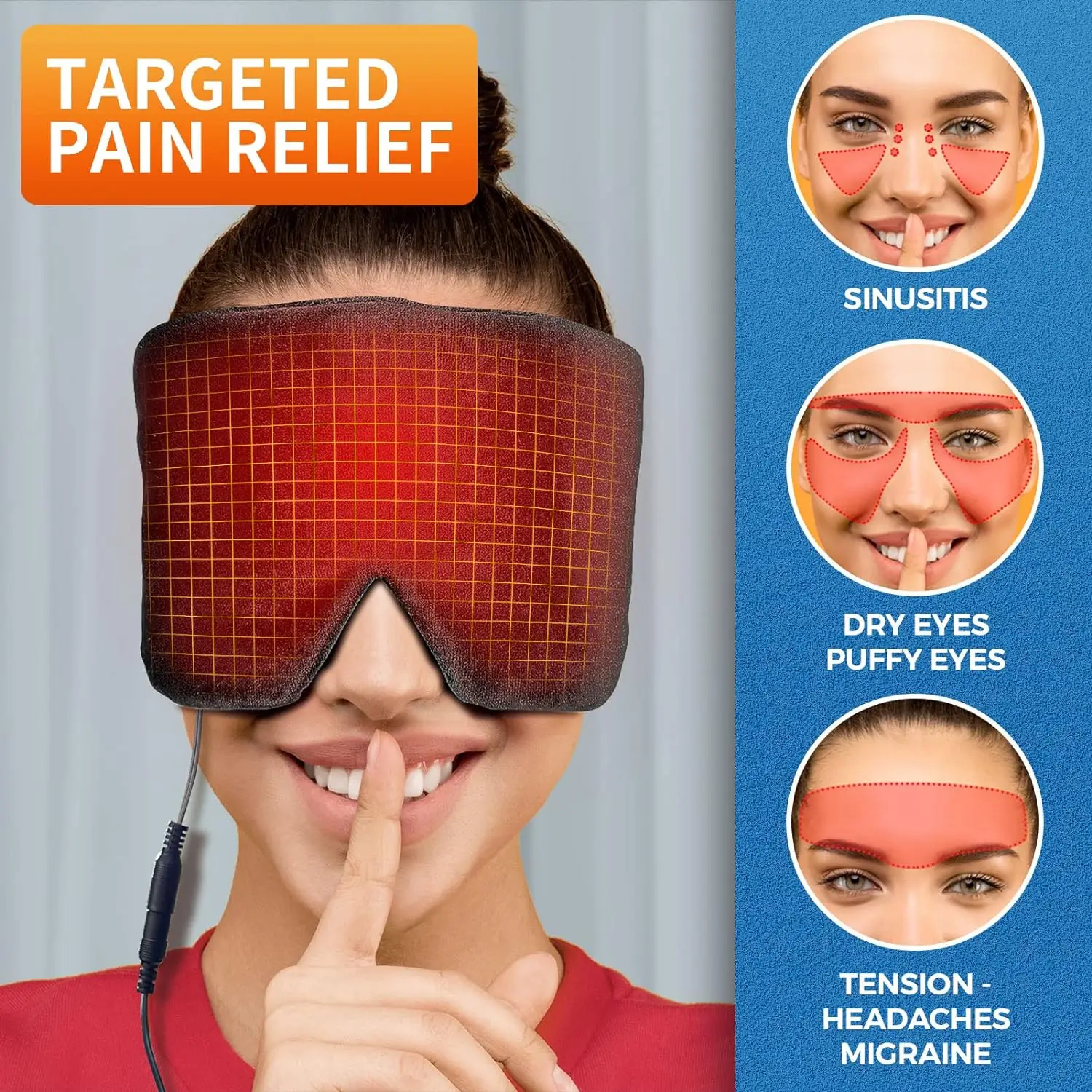 Heated Eye Mask with Ultra Soft Face for Dry Eyes and Sinus Pressure Relief Heating Pad for Tension Headache Pain Relief
