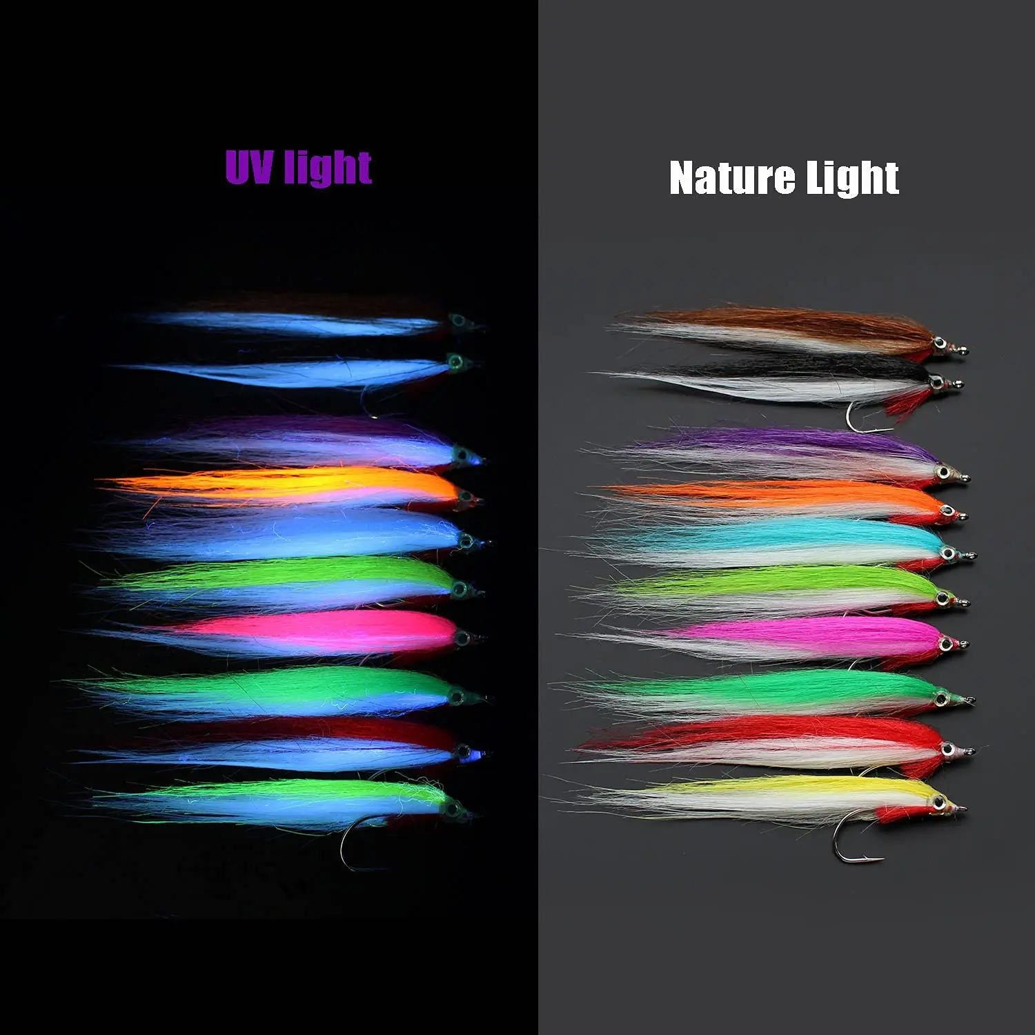 1/0 4cm UV Colors High Carbon Hook Polar Fry Salmon Trout Sea Bass Minnow Fly Fishing Flies Lure  (B06)