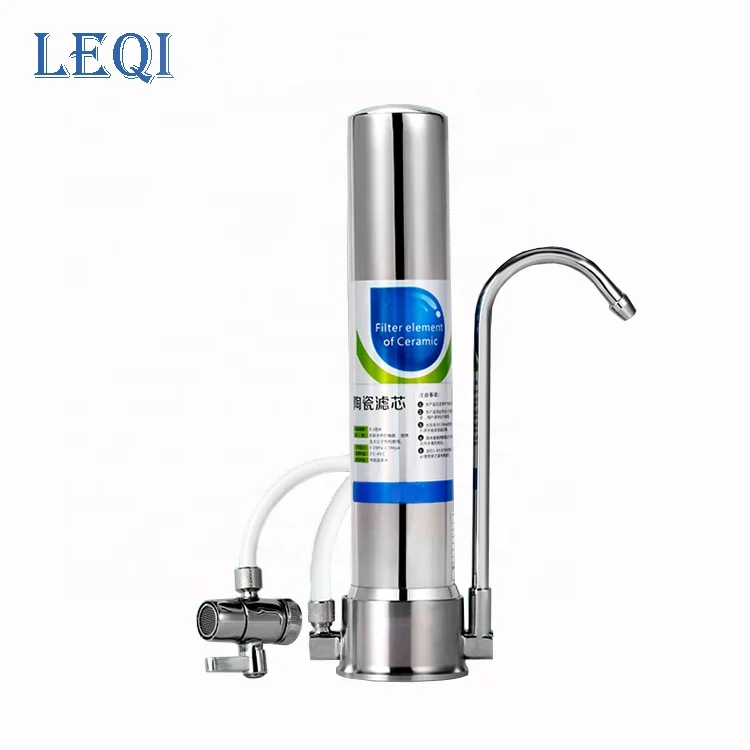 Stainless steel counter top ceramic water filter