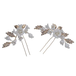 Wholesale Fashion Jewelry Set Ceramic Flower Wedding Headpiece Hair Clip Accessories Bridal Hair Pins For Women