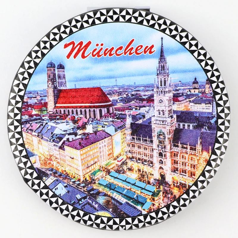 Germany Travel Folding PU Leather Beauty Double Mirror Handheld Pocket Cosmetic Compact Makeup Mirrors