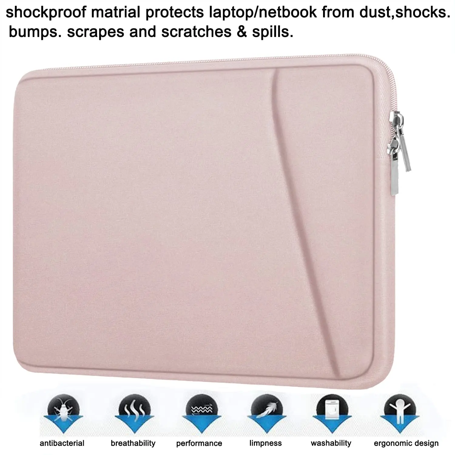 Women Water Resistant Business Neoprene Laptop Sleeve Bag with Multiple Pockets