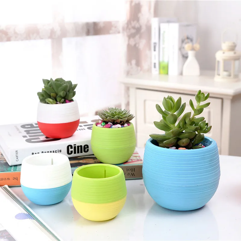 
Factory price mini solid color flower pot decor home office decoration plastic flower pots 