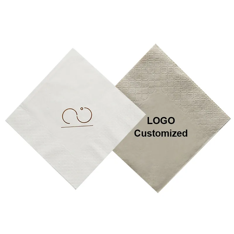 Cheap price hot selling 2ply 23*23cm customizable 1-2 color logo disposable personalized serviette cocktail beverage napkins