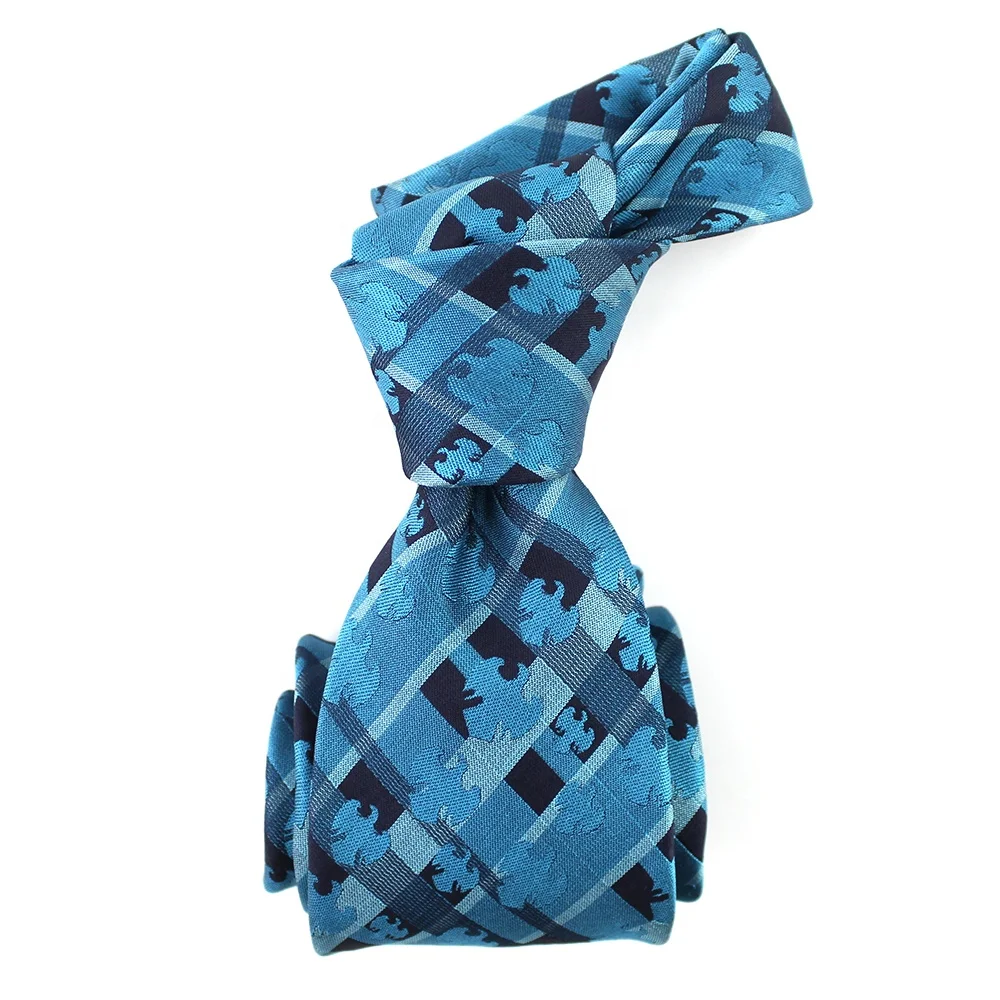 China Suppliers Handmade High Quality 100% Silk Jacquard Woven Checked Plaid Men Tie Aqua Animal Custom Mens Eagle Necktie
