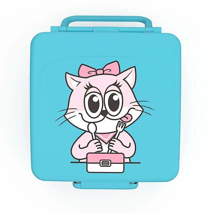 Free Sample Rectangle-Shaped Double Wall PP Plastic Lunch Box Airtight Multi-Compartment Storage Container Kids Silicone