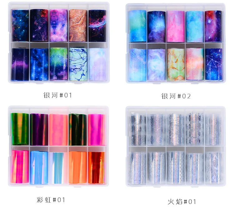 New Starry Sky Paper Tibetan Flower Laser Flower Angel Gold and Silver Christmas Halloween Nail Art Sticker