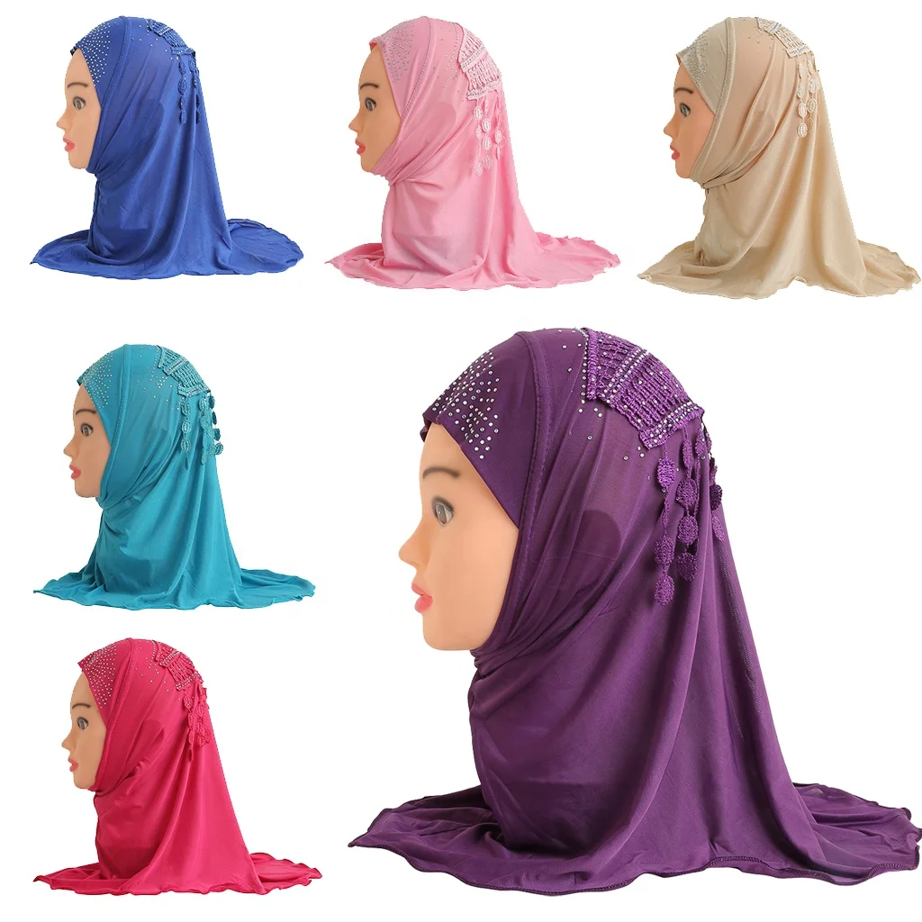 Top Sale Little Girl Hijab Arab Instant Kids Children Wholesale Hijabs Muslim instant Prayer Kids Hijab