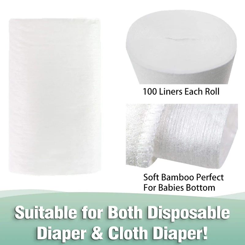 Ananbaby Eco-friendly Flushable 100% Biodegradable Bamboo Diaper Liner Pads 100 Sheet Per Roll Organic Bamboo Nappy Liner
