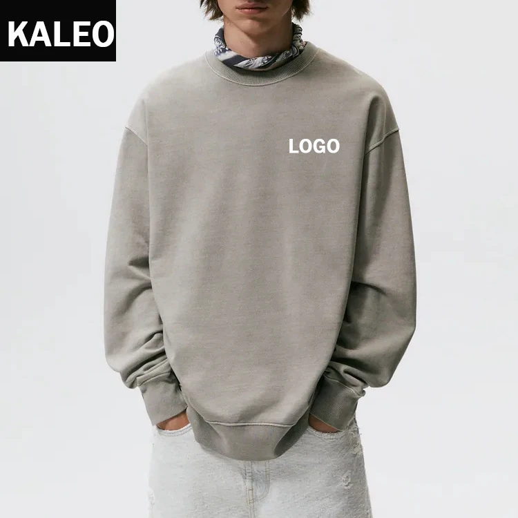 KALEO Пользовательский логотип высокое качество печать вышивка Удобная Толстовка 100% хлопок Большие мужские толстовки