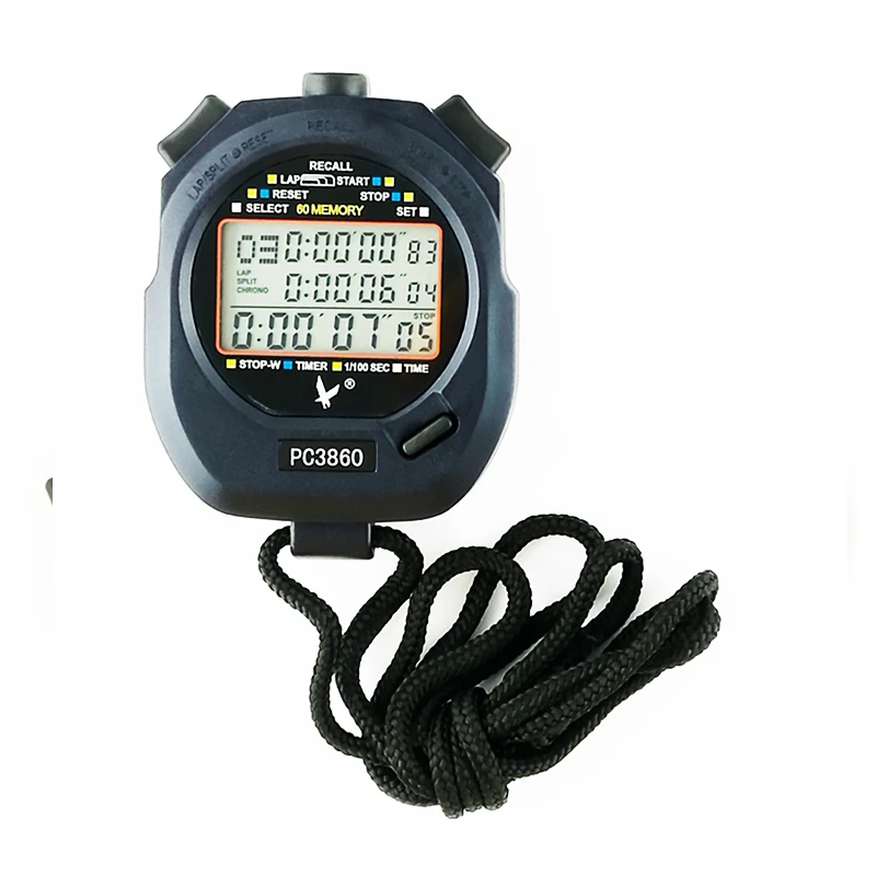 Custom logo digital stop watch 82.2 x 62.3 x 23.0 mm stop watch sports 3 rows of 60 track memory LEAP sport stopwatch timer