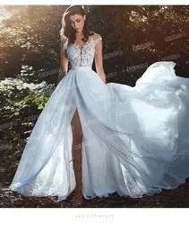 Женское Прозрачное платье с V-образным вырезом, летнее пляжное свадебное платье