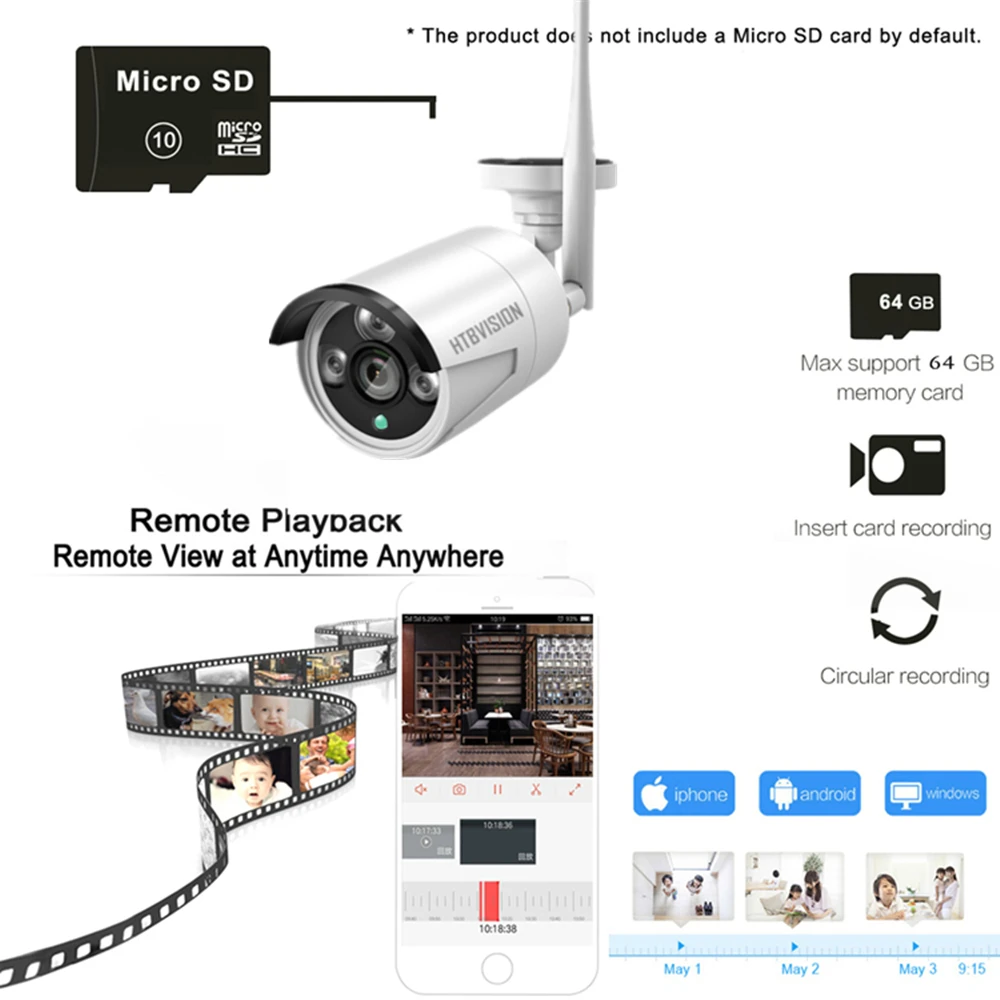  Factory price Wireless IP Camera 3.6mm Lens Waterproof Security WiFi CCTV for Outdoor NVR System Kits IR P2P