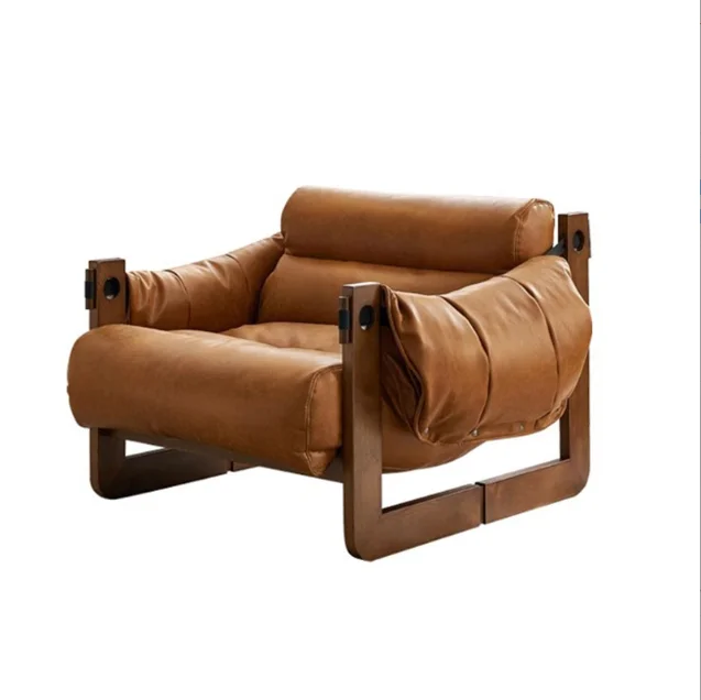 Italian Leather Art Single Chair for Home Leisure Soft Bag Armchair with Modern Simple Design for Living Room Hotel Gym Use