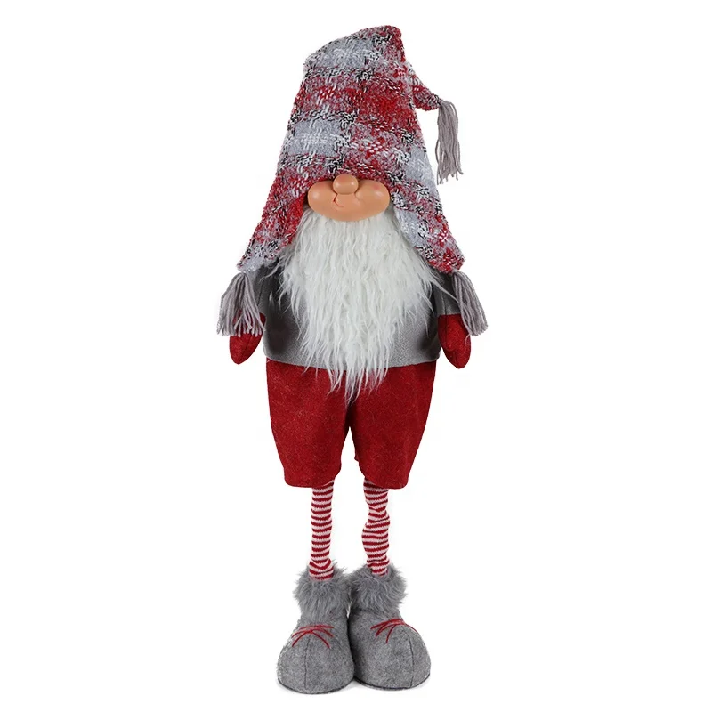 
30 inch Hand Craft Supplies Christmas Plush Dolls Happy Resin Face Navidad Ornament Santa Gnome with Extended Legs 
