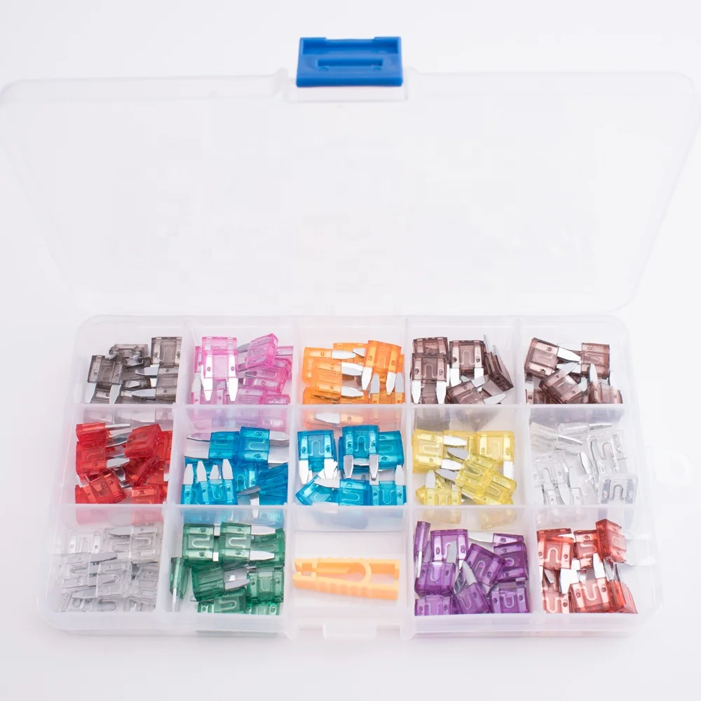 100 PCS Plastic Box Packing Mini 1-50A 32V Automotive  Car Blade Auto Fuse Kit
