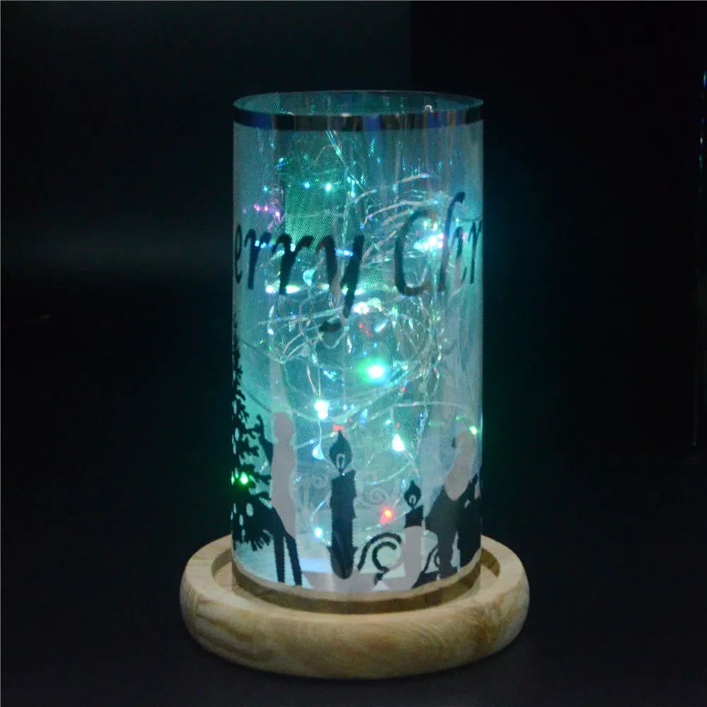 Custom metal cut out Christmas Scene Projector Copper Wire Light Cartoon Children table lamp Toy Lights Night Lights