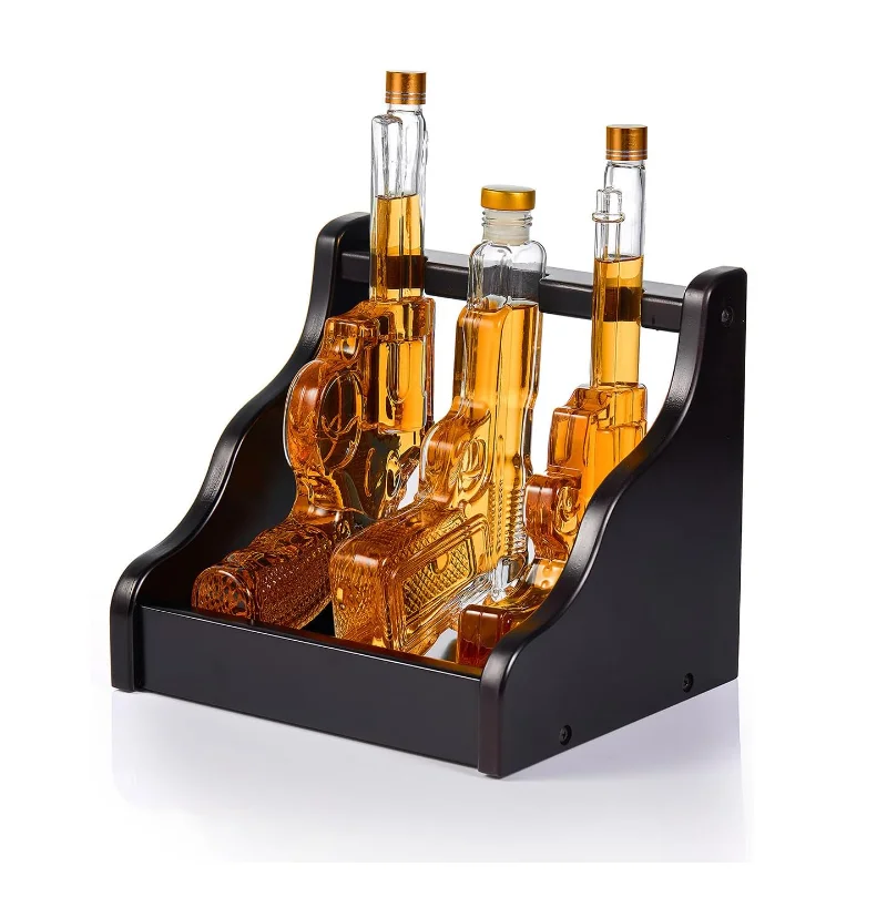 3 Gun Whiskey Decanter Set Pistol Revolver Liquor Dispenser for Husband Boyfriend