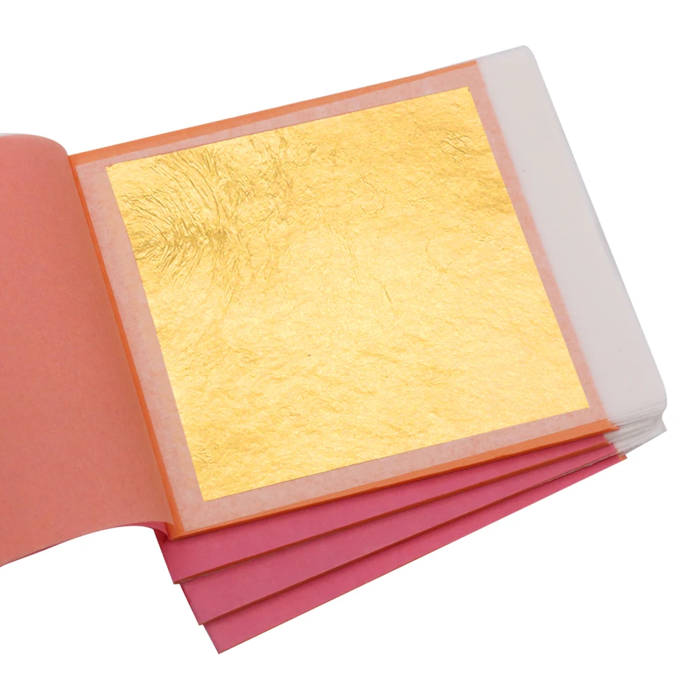 9.33*9.33 cm 25 Sheets/Transfer Pack High Quality gold leaf foil 24 k Edible gold flakes for cosmetics skin care real gold leaf