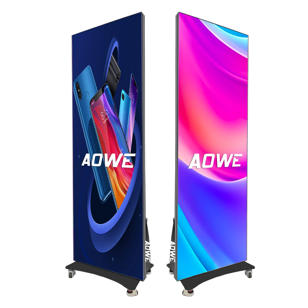 New Indoor mobile poster P1.2 P1.5 P1.8 P2 P2.5 seamless splicing led video wall free standing programmable led sign
