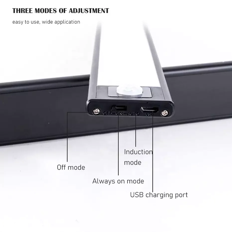 Usb Rechargeable Wireless Battery Power Aluminium Closet Lights Automatic Magnet Motion Sensor Under Cabinet Light For Kitchen