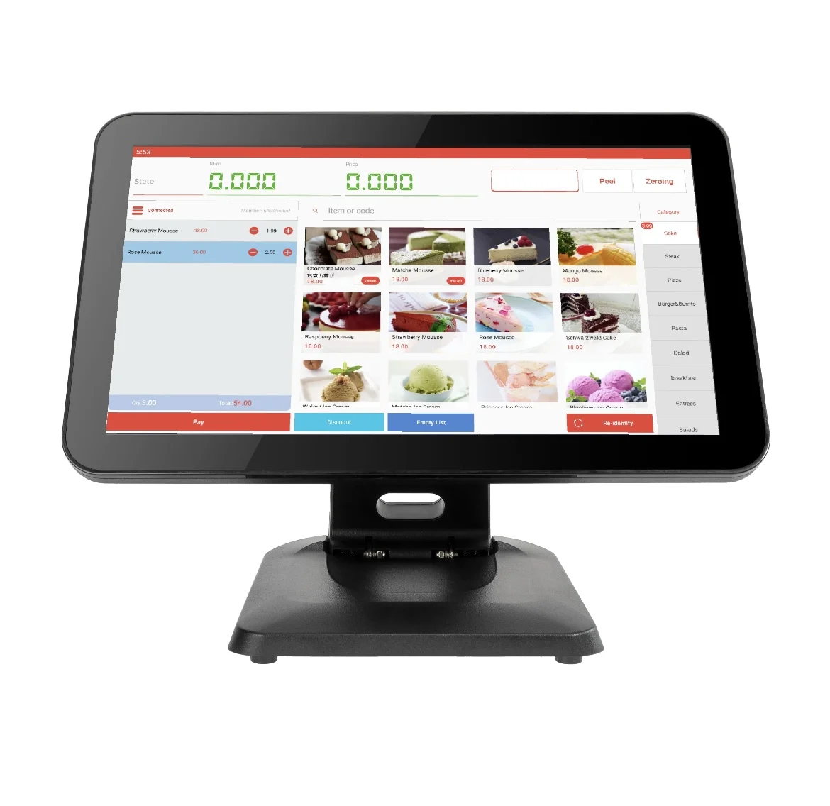 New Arrival 15 Inch 10-Point Touch Capacitive POS Machine Aluminum Alloy Cash Register EPOS with SDK for Fast Food