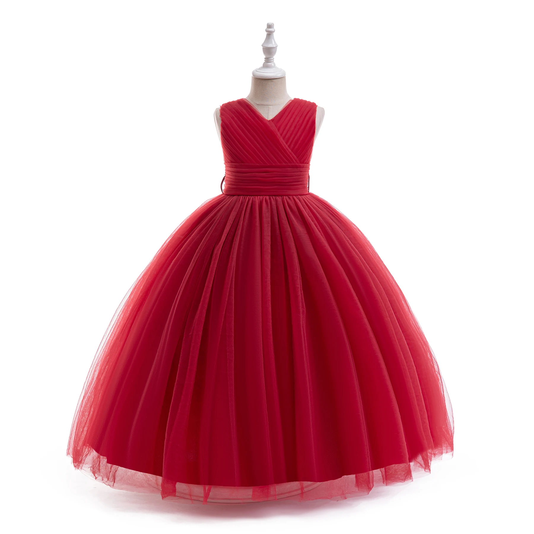 Flower Girl Dress Christmas Sleeveless Tulle Dance Dresses Pageant Beautiful Lace Formal Backless Birthday Ball Gown