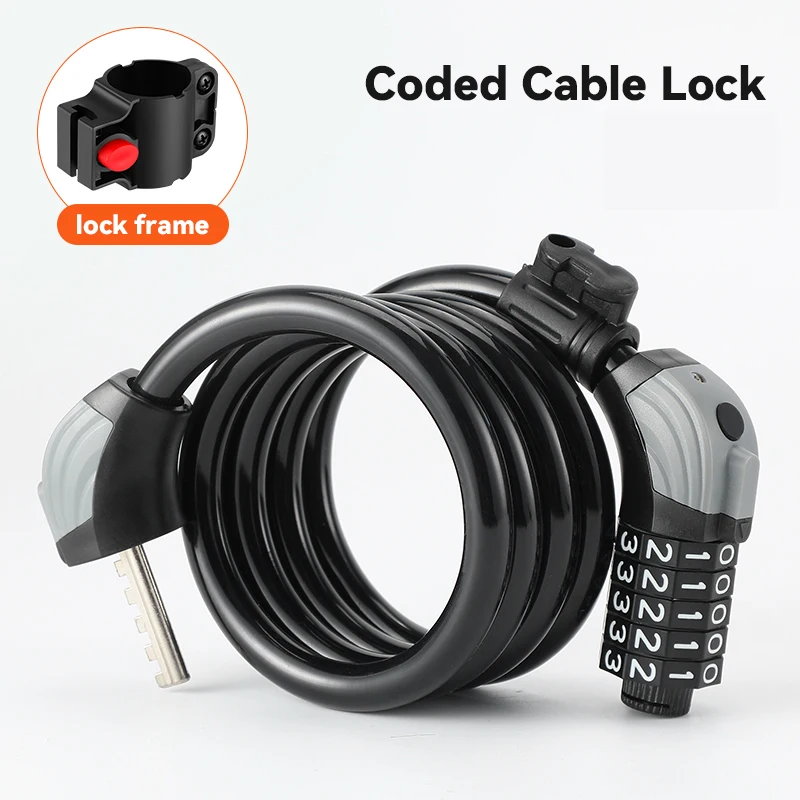 5 Digit Password Combination Bicycle Lock Coded Bike Cable Lock with Mounting Bracket