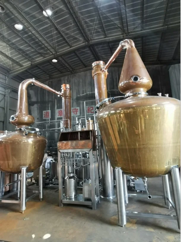  Краситель 1000L 3000L двойной медный горшок оборудование для производства спиртовой Дистилляции