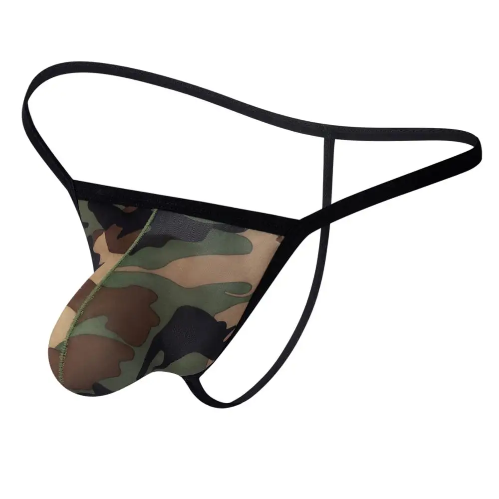
OEM Factories in China sell custom-made gay underwear in low-slung camouflage thongs to sexy men 